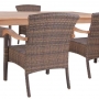set 209 -- 43 x 79 inch rectangular dining table (tb-l040) & las pozas stackable armchairs color grand cognac (cpw-001)
